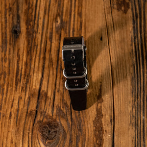 Barnes & Moore NATO Leather Watch Strap - Black / 20mm
