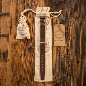 Barnes & Moore NATO Leather Watch Strap - Deep Honey / 20mm