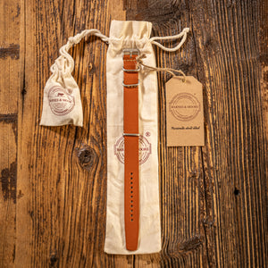 Barnes & Moore NATO Leather Watch Strap - Harness Tan / 20mm