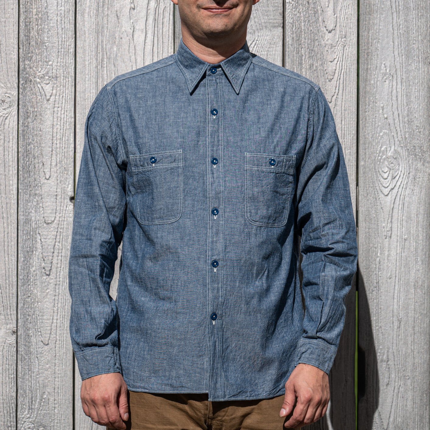 Buzz Rickson's USN Selvedge Chambray Work Shirt – Indigo Blue