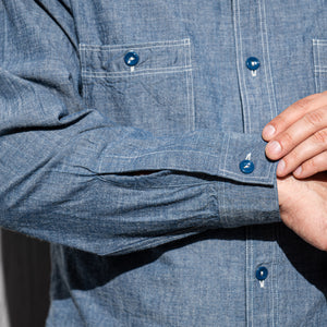 Buzz Rickson’s USN Selvedge Chambray Work Shirt – Indigo Blue