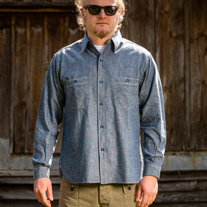 Buzz Rickson’s USN Selvedge Chambray Work Shirt – Indigo Blue