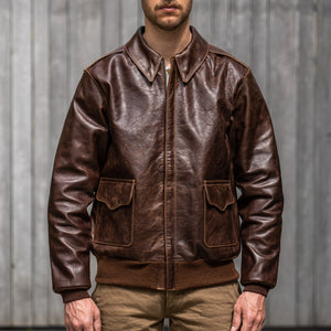 Eastman Leather A-2 Slender Horsehide Leather Jacket– Seal Brown