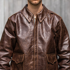 Eastman Leather A-2 Slender Horsehide Leather Jacket– Seal Brown