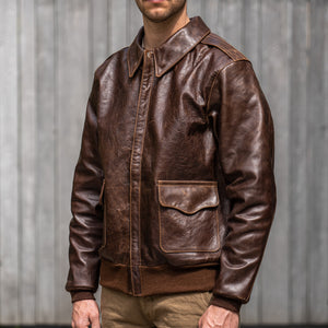 Eastman Leather A-2 Slender Horsehide Leather Jacket– Seal Brown