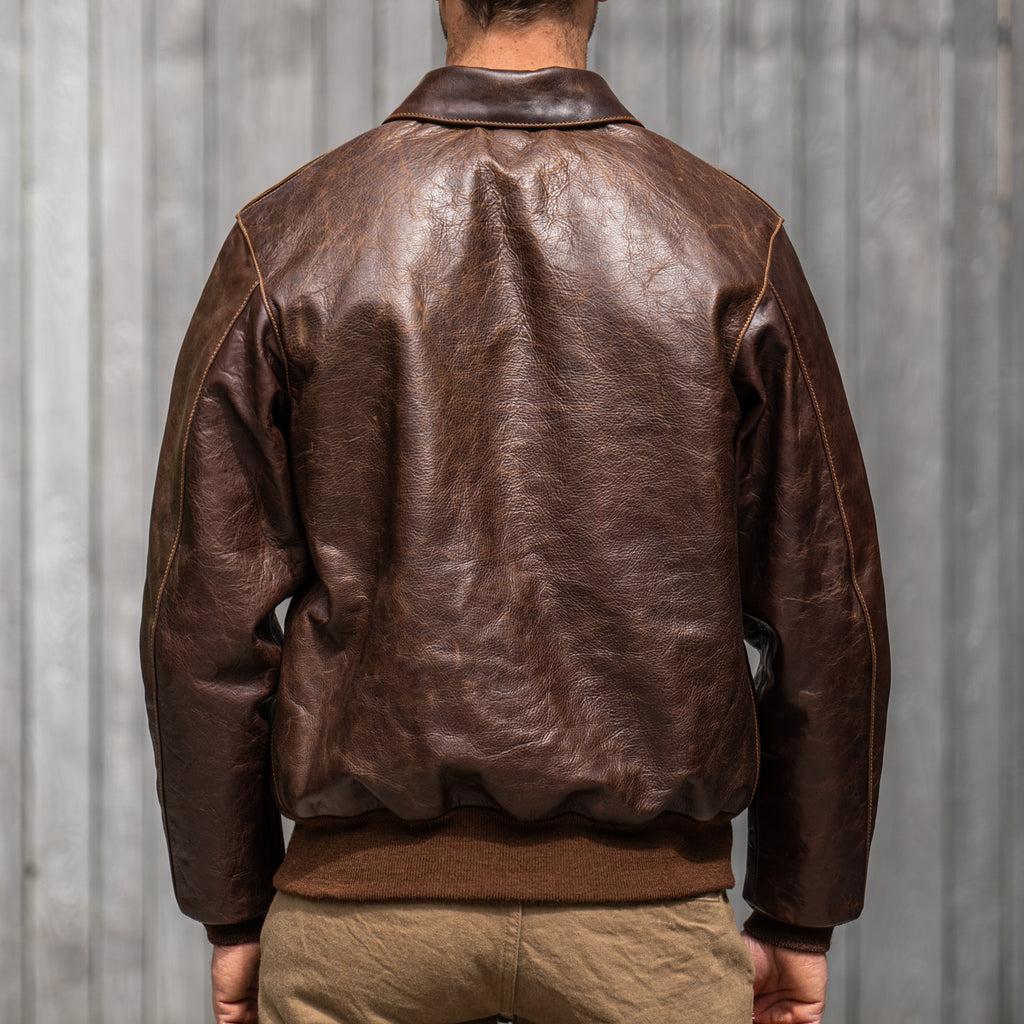 Eastman Leather A-2 Slender Horsehide Leather Jacket– Seal Brown