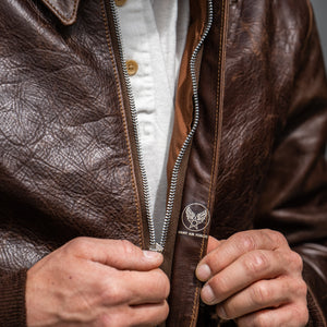 Eastman Leather A-2 Slender Horsehide Leather Jacket– Seal Brown
