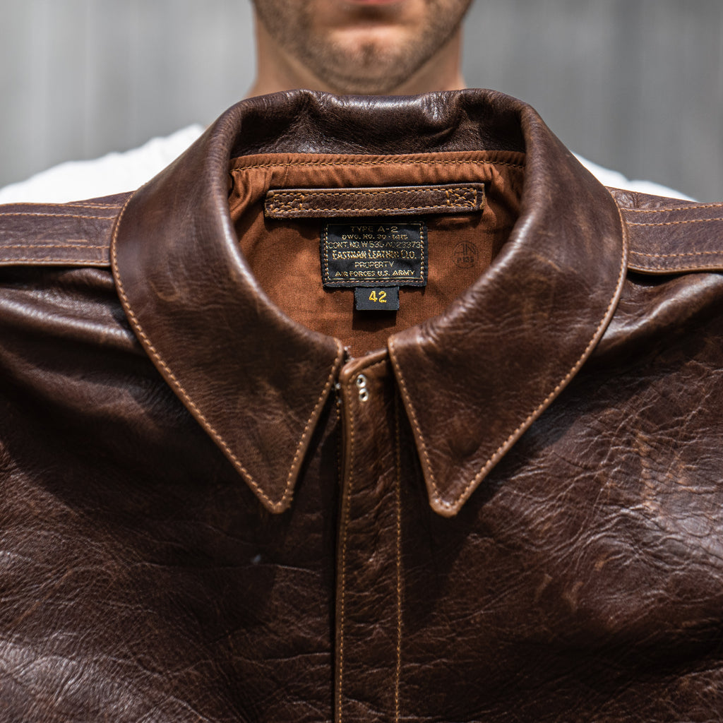 Eastman Leather A-2 Slender Horsehide Leather Jacket– Seal Brown#N# #N ...