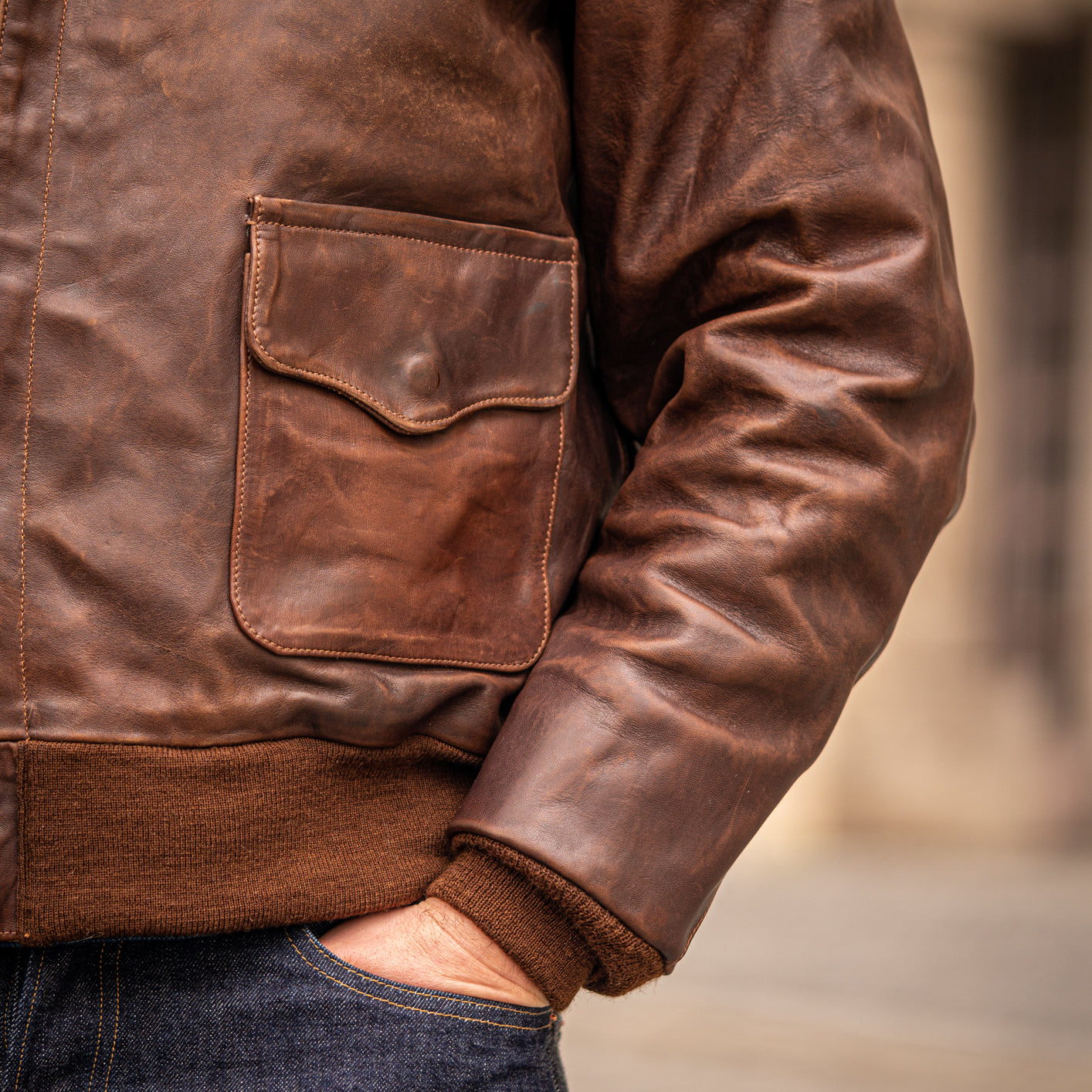 A2 horsehide store leather jacket