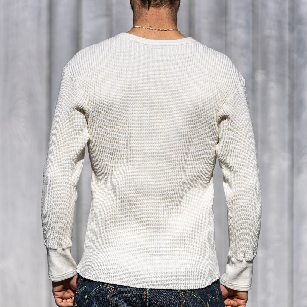 Homespun Bulky Waffle Crew Thermal - Antler White