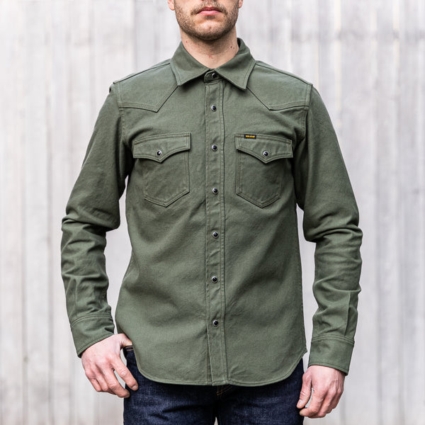 Iron Heart 13oz Military Serge Western Shirt – IHSH-235 Olive
