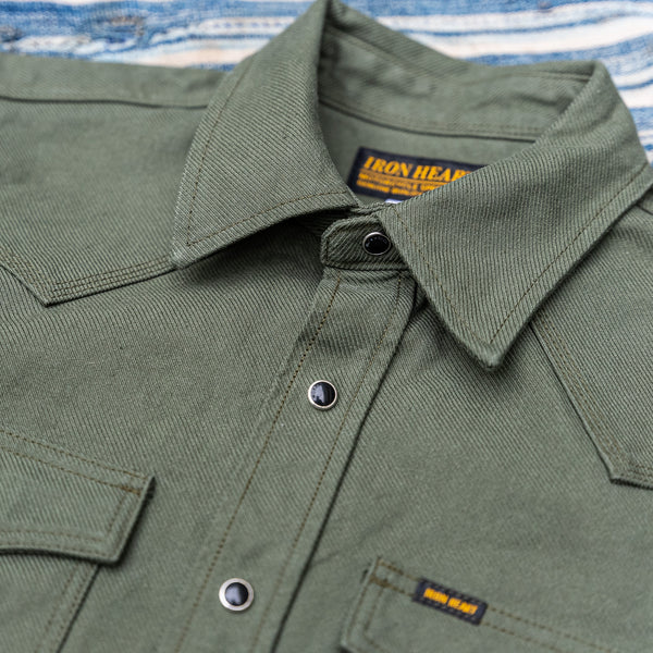 Iron Heart 13oz Military Serge Western Shirt – IHSH-235 Olive