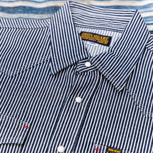 Iron Heart 12oz Hickory Stripe Western Shirt – IHSH-07 Indigo