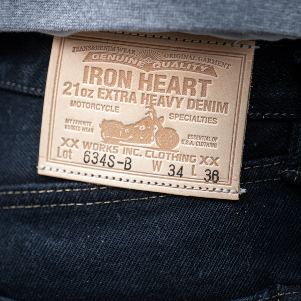 Iron Heart 634s 21oz Black Overdyed Selvedge Jeans - Classic Straight / IH-634S-B