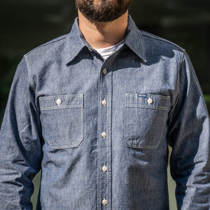 Iron Heart 10oz Selvedge Chambray Work Shirt - IHSH-21 Blue