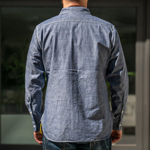 Iron Heart 10oz Selvedge Chambray Work Shirt - IHSH-21 Blue