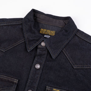 Iron Heart 18oz Vintage Selvedge Denim CPO Shirt – Black Sulphur Overdyed / IHSH-293-OD