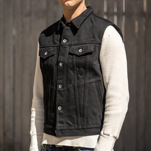 Iron Heart 21oz Non-Fade ‘Sonny’ Denim Type III Vest – Superblack / IH-9526V