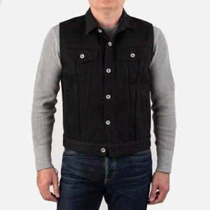 Iron Heart 21oz Non-Fade ‘Sonny’ Denim Type III Vest – Superblack / IH-9526V