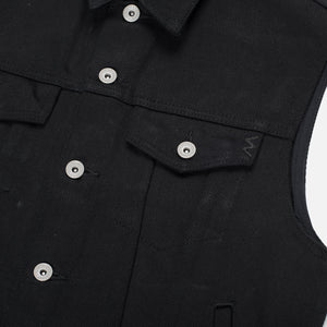 Iron Heart 21oz Non-Fade ‘Sonny’ Denim Type III Vest – Superblack / IH-9526V