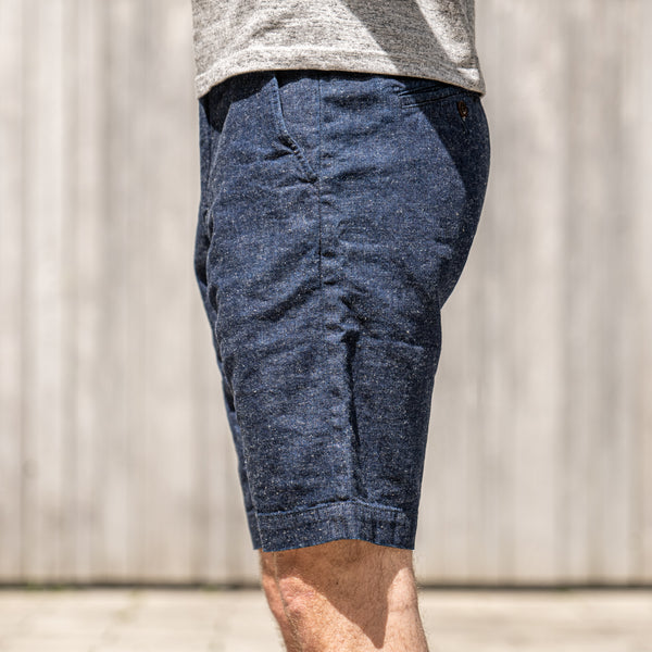 Japan Blue 8oz Selvedge Cotton-Linen Knee Shorts