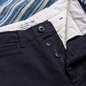 Merz b. Schwanen 9,3oz Cotton Twill Pleat Chino – Deep Black / Relaxed Tapered