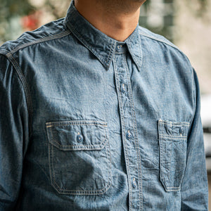 Momotaro 5oz Selvedge Chambray Work Shirt - Indigo