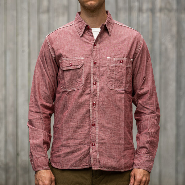 Momotaro 5oz Selvedge Chambray Work Shirt - Red
