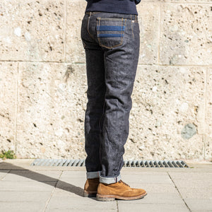 Momotaro 0306-SA 18oz Slim Tapered Jeans – Sashiko GTB Stripes