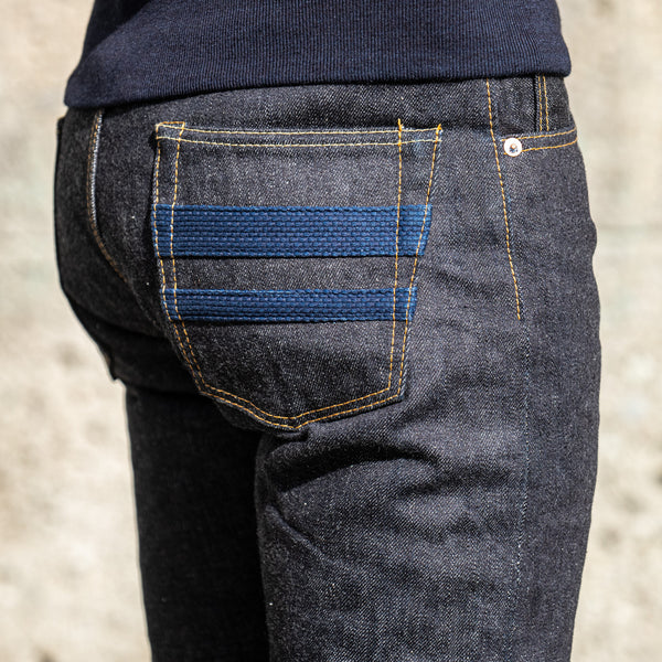 Momotaro 0306-SA 18oz Slim Tapered Jeans – Sashiko GTB Stripes