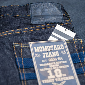 Momotaro 0306-SA 18oz Slim Tapered Jeans – Sashiko GTB Stripes