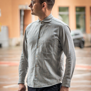 Orgueil OR-5002B Windsor Collar Shirt - Indigo Striped