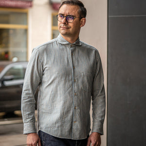 Orgueil OR-5002B Windsor Collar Shirt - Indigo Striped