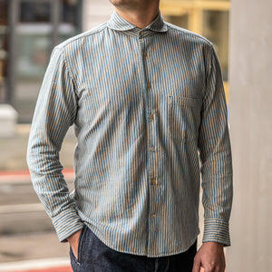 Orgueil OR-5002B Windsor Collar Shirt - Indigo Striped
