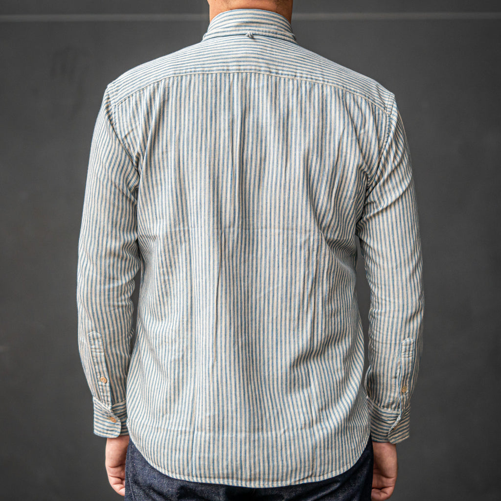 Orgueil OR-5002B Windsor Collar Shirt - Indigo Striped