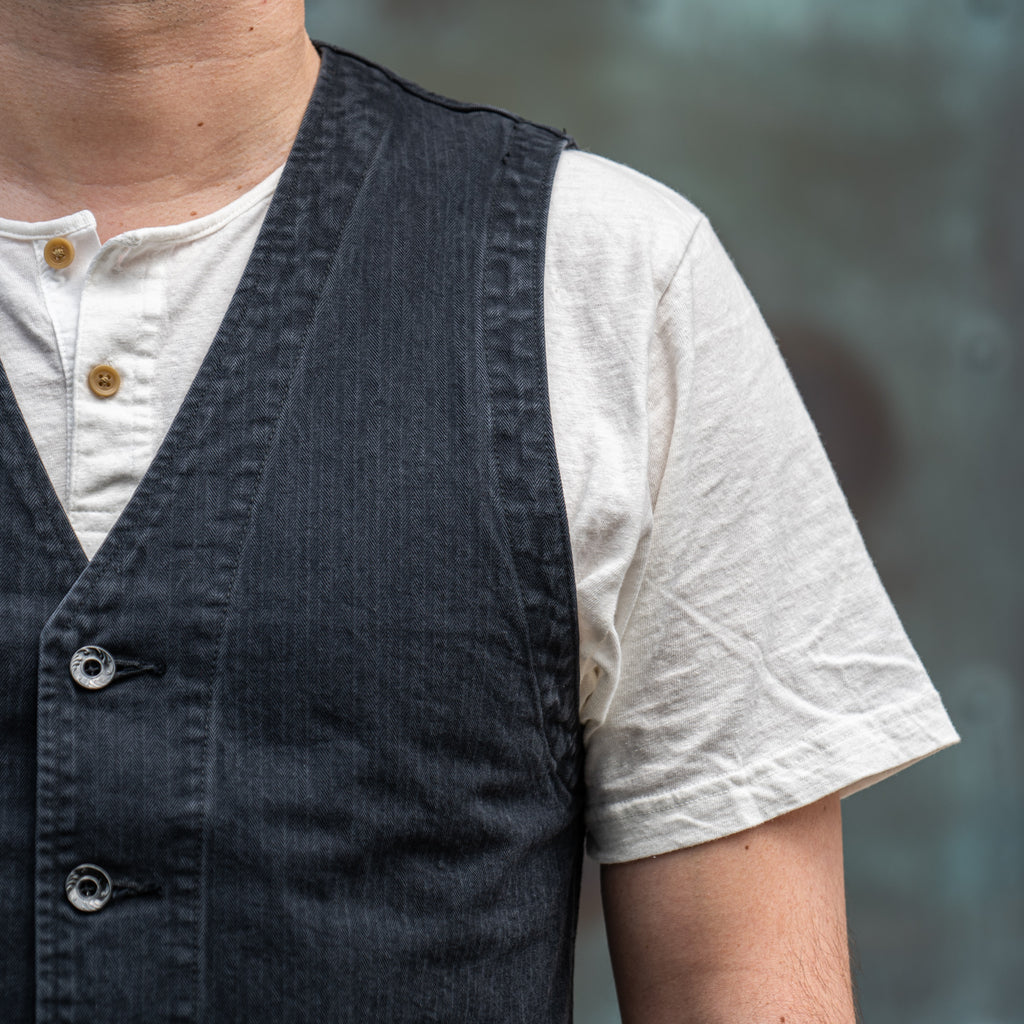 Orgueil OR-4201A Work Gilet – Black Herringbone