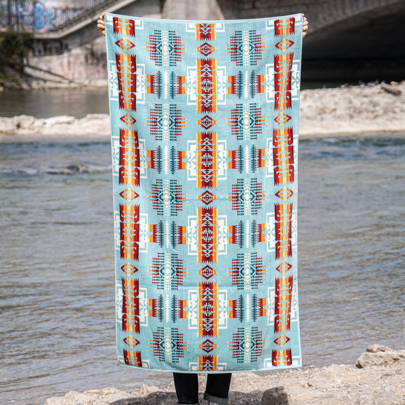 Pendleton Jacquard Towel For Two – Chief Joseph / Aqua