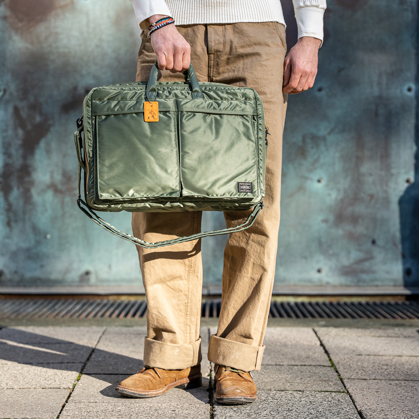 Porter Yoshida Tanker 3-Way Briefcase / Backpack (Business Class) – Sage  Green