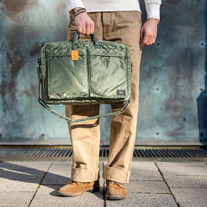 Porter Yoshida Tanker 3-Way Briefcase / Backpack (Business Class) – Sage Green