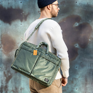 Porter Yoshida Tanker 3-Way Briefcase / Backpack (Business Class) – Sage Green