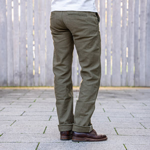 Samurai 15oz Heavy Selvedge Back-Sateen Chino - Slim Straight / Olive