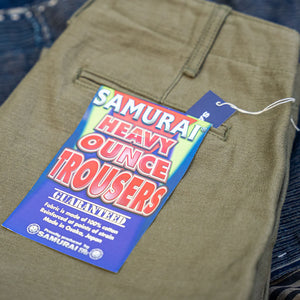 Samurai 15oz Heavy Selvedge Back-Sateen Chino - Slim Straight / Olive