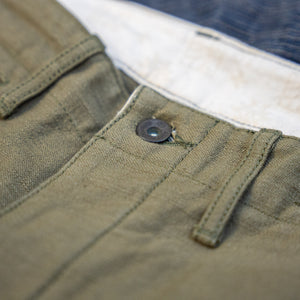 Samurai 15oz Heavy Selvedge Back-Sateen Chino - Slim Straight / Olive