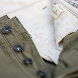 Samurai 15oz Heavy Selvedge Back-Sateen Chino - Slim Straight / Olive