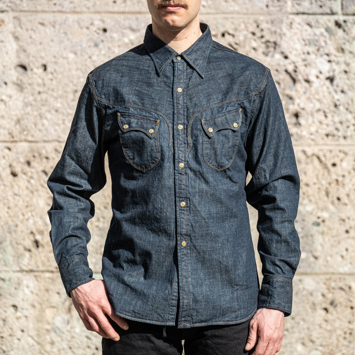 Stevenson Overall Co. 7oz Cody Western Denim Shirt – Indigo / Store  Exclusive Buttons