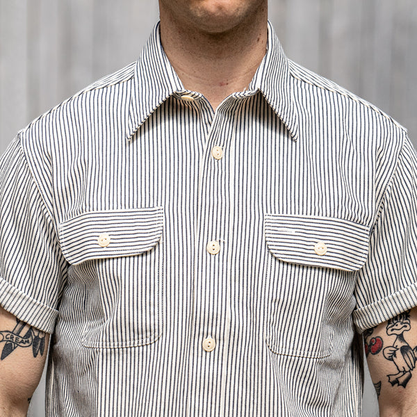 Sugar Cane Hickory Stripe Work Shirt – Off-White