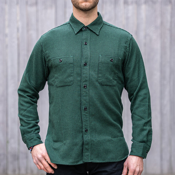 Sugar Cane "Houndstooth" Flannel Work Shirt – Green