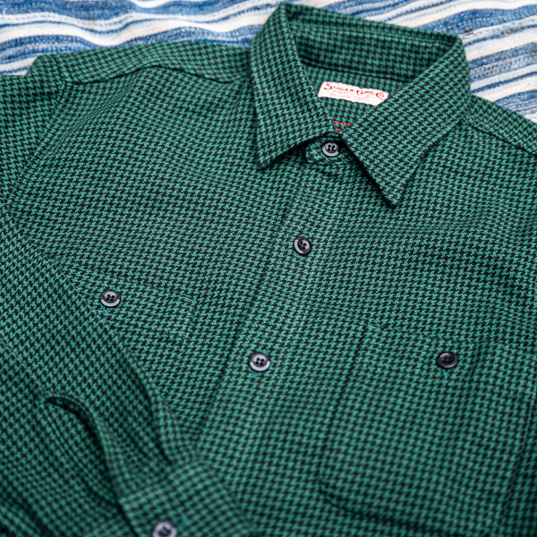Sugar Cane "Houndstooth" Flannel Work Shirt – Green