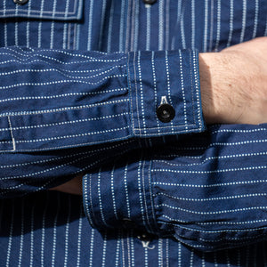 Sugar Cane Fiction Romance 4,5oz Indigo Casino Stripe Work Shirt - SC28651