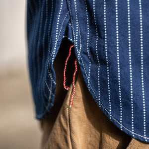 Sugar Cane Fiction Romance 4,5oz Indigo Casino Stripe Work Shirt - SC28651